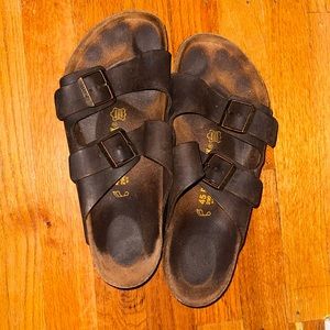 Birkenstock Arizona Brown Oiled Leather Slides